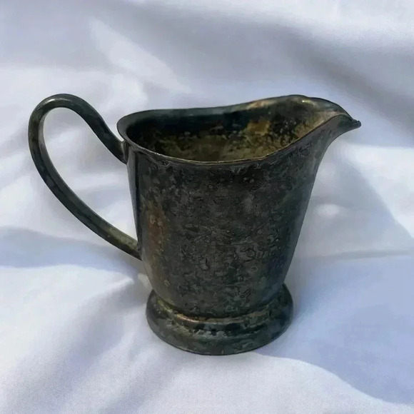 Vintage Other - Vintage Victor S. Co. 6oz Smoldered Distressed Silver Creamer Pitcher